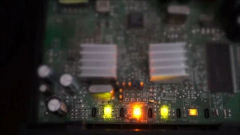 Led indicators blinking on a communication device Stock Footage 78806976