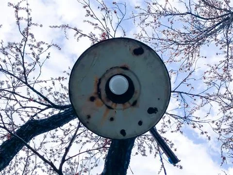 Led lamp bell in the garden Stock Photos