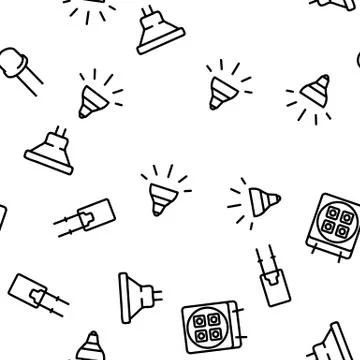 Led Lamp Equipment Vector Seamless Pattern Stock Illustration