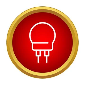 Led lamp icon on circular red button Ilustración de archivo