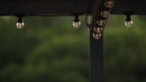 LED lantern bulb string lights with black wire for party yard patio Stock-Footage 72603214