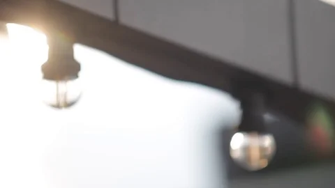 LED lantern bulb string lights with black wire for party yard patio Stock-Footage 85087322