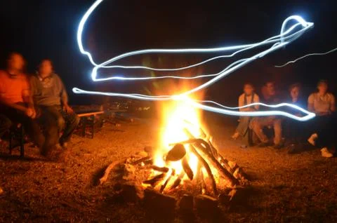 Led light around fireflames Stock Photos