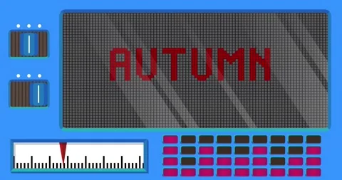 Led Light Autumn Text on Electric Machine Screen Stock Footage 219442319
