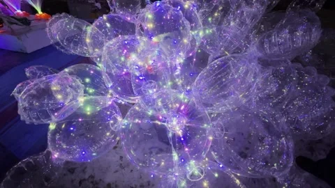 LED light Balloons in fair Video stock 255928096