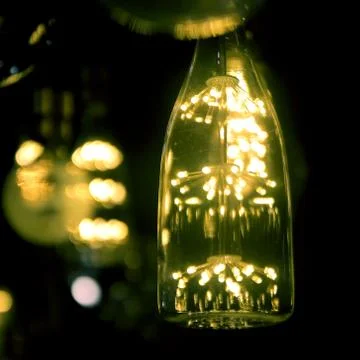 LED light bulb decorated on the ceiling Stock Photos