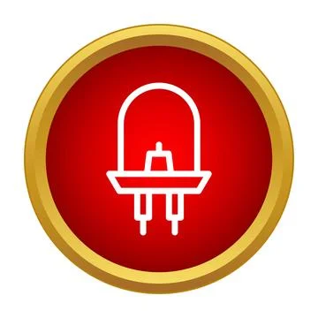 Led light bulb diode icon illustration on red circle Stock Illustration