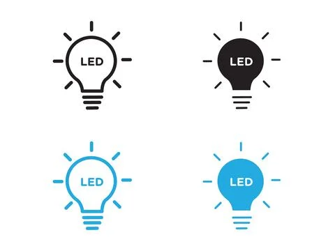Led light bulb icon black and white vector outline sign Stock Illustration