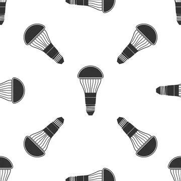 LED light bulb icon seamless pattern on white background. Economical LED Illustrazione stock