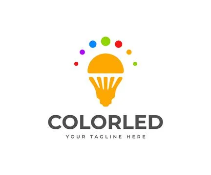 LED light bulb logo design. LED lamp vector design. LED lighting logotype Stock Illustration