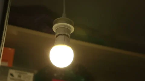 LED light on the ceiling turns on and off Stock Footage 121496897
