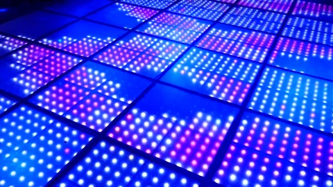 Led light dance floor at night club, led light panel floor Stock Footage 89995234