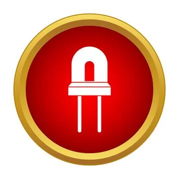 Led light diode component symbol in red circle Stock-Illustration