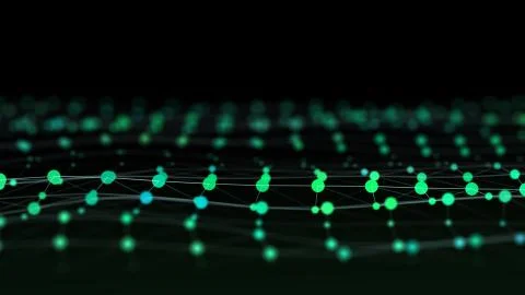 Led light elements connected in green colour garland. Illustrazione stock