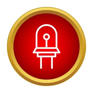 Led light emitting diode icon on red circle Stock Illustration