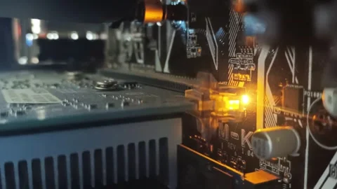 LED Light Flicker on Motherboard background Video stock 322912225