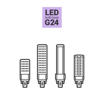 LED light G24 bulbs vector outline icon set Stock-Illustration