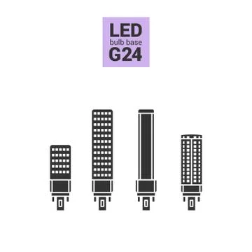 LED light G24 bulbs vector silhouette icon set Stock Illustration
