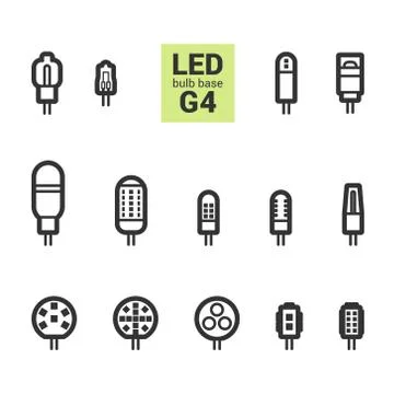 LED light G4 bulbs vector outline icon set Stock Illustration