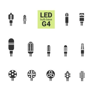 LED light G4 bulbs vector silhouette icon set Stock Illustration