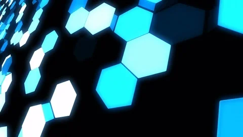LED Light Hexagon Block illumination Wall Stock Footage 82655159