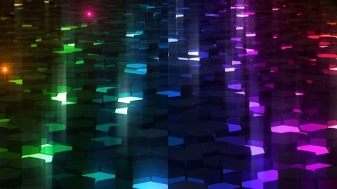 LED Light Hexagon Block illumination Wall Stock Footage 83375777
