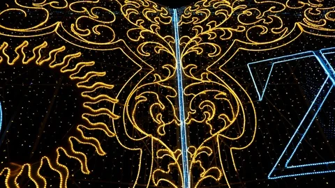 LED light installation like a wall or book pages.  Garlands decorations. Stock-Footage 118330324