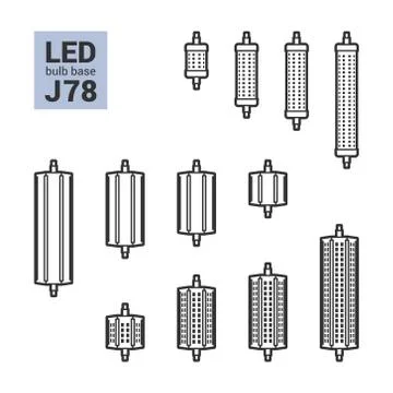 LED light J78 bulbs vector outline icon set Stock-Illustration