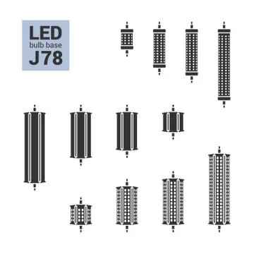 LED light J78 bulbs vector silhouette icon set Stock-Illustration