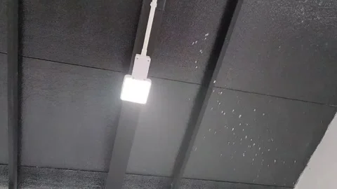 LED light square panel flickering due to damage. Stock Footage 323495120