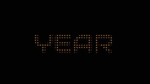 LED light text Happy New Year 2021 golden yellow flashing Stock Footage 139350069