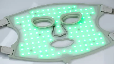 Led light therapy mask for face with various operating modes Stock Footage 340186342