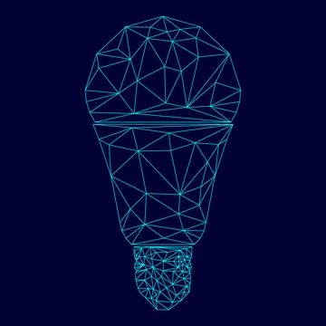 LED lightbulb in low poly triangulation triangulated polygonal electric cya.. Stock Illustration
