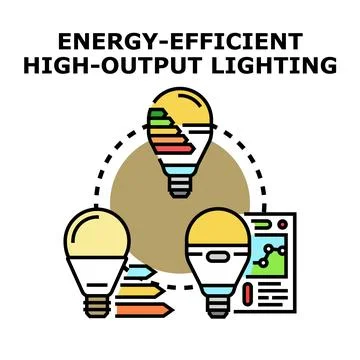 Led lighting concept for energy efficient homes Stock Illustration