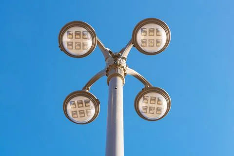 LED lighting pole new technoly of lighting system with blue sky Photos