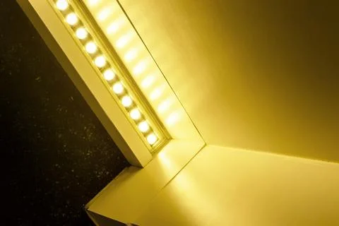 The LED lighting system emits a warm color with a light temperature of 3500.. Stock Photos
