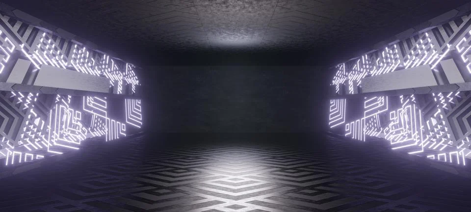 Led Lights Blinking and Computers are Working. Dark Ambient Light. 3D Illustr 스톡 일러스트