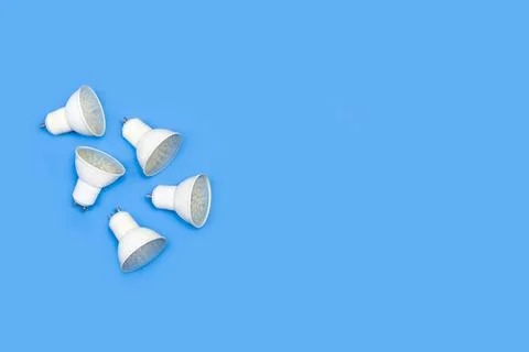 Led lights on a blue background with copy space Stock Photos