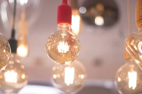 LED lights display in store Stock Photos