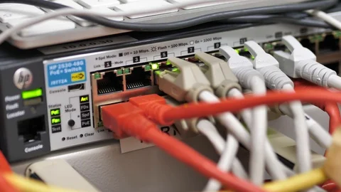 Led Lights On Ethernet Switch Working At Full Strength Stock Footage 127714547