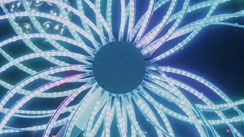 LED lights forming circular pattern with bright neon glow creating futuristic Stock Footage 294723983