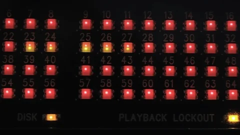 Led lights glittering on audio interface recording audio signal Stock Footage 108543480