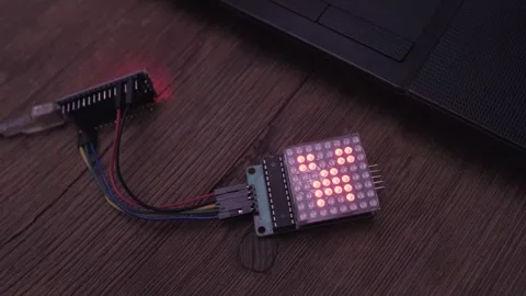 LED matrix display, electronic components and circuit connections for DIY p.. Stockbeeldmateriaal 346785148