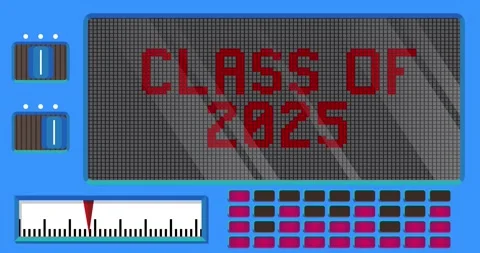 Led Panel with Class of 2025 text video Stock Footage 308496491