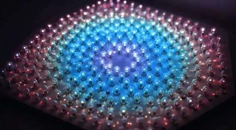 LED panel flashing blue and warm white lights Stock Footage 331460561