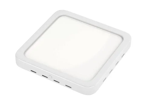Led panel isolated on white Square led panel isolated on white background ... Stock Photos