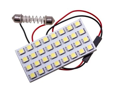 Led panel lighting to replace the bulb in car salon with 32 leds Stock Photos
