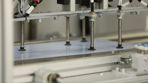 LED panel machinery close up in an manufacturing unit in a factory Stock Footage 110319678