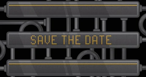 Led Panel with Save The Date text Stock Footage 205249247