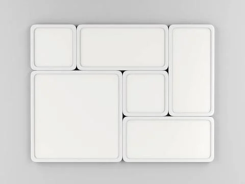 Led panels on gray wall Group of white led panels on gray wall, front view... Stock Photos